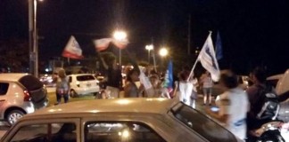 Protesta de docentes y militantes K en la casa de Vidal