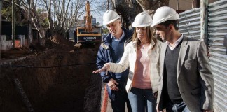 Vidal y Tagliaferro recorrieron avance de la obra hidráulica French Azcuénaga