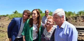 Vidal y Andreotti visitaron obras de entubamiento del arroyo Tres Horquetas