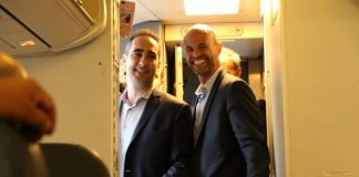 Tagliaferro y Dietrich, en el primer vuelo internacional de El Palomar