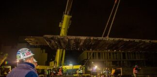 Montaron los puentes ferroviarios del nuevo túnel de Almirante Brown
