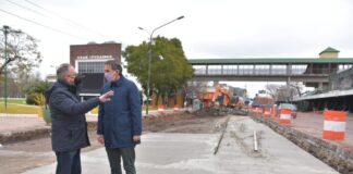 Descalzo y Katopodis recorrieron obras en la Avenida Néstor Kirchner